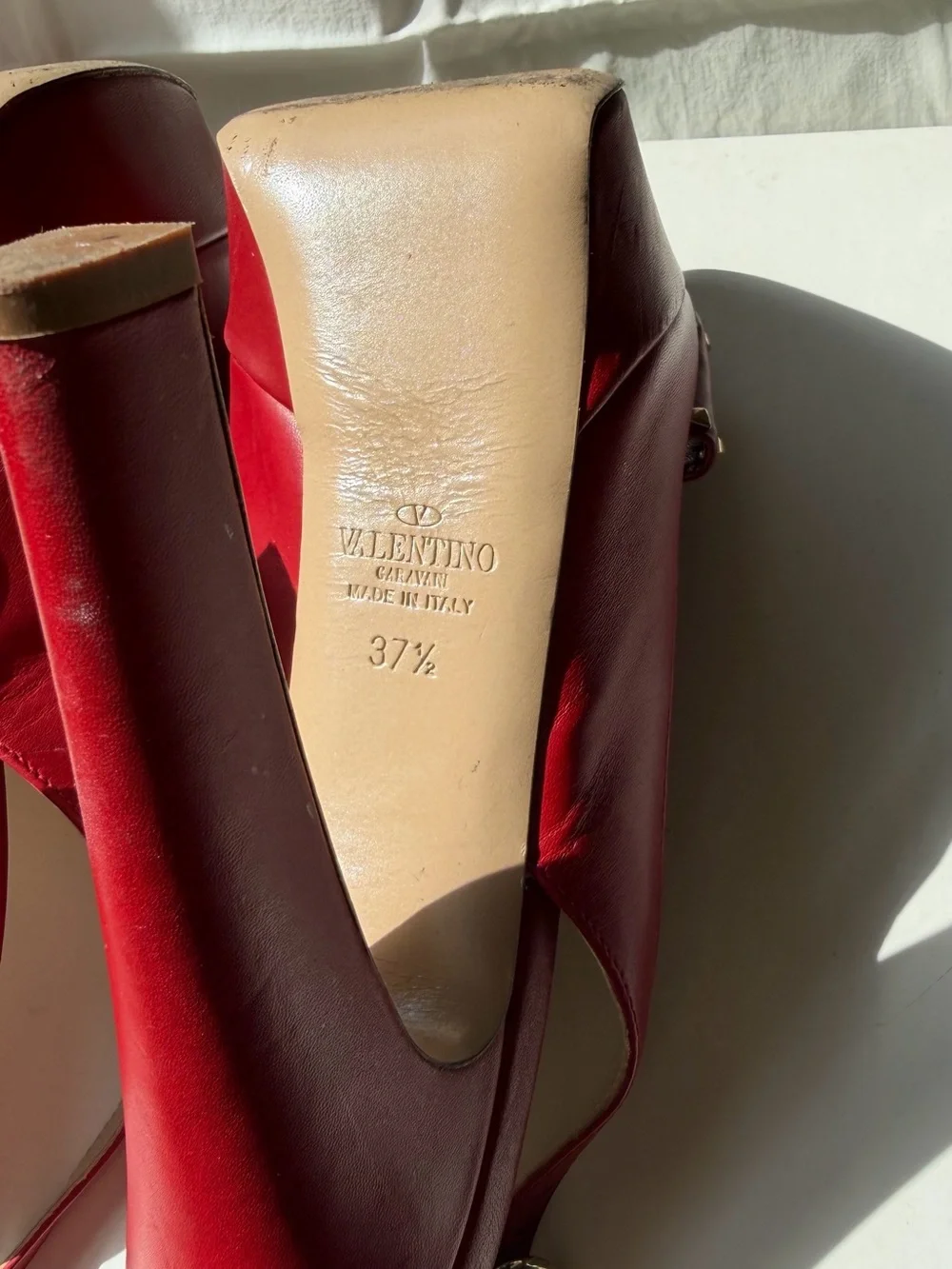 Valentino Garavani Red Bow Stud Slingback Heels